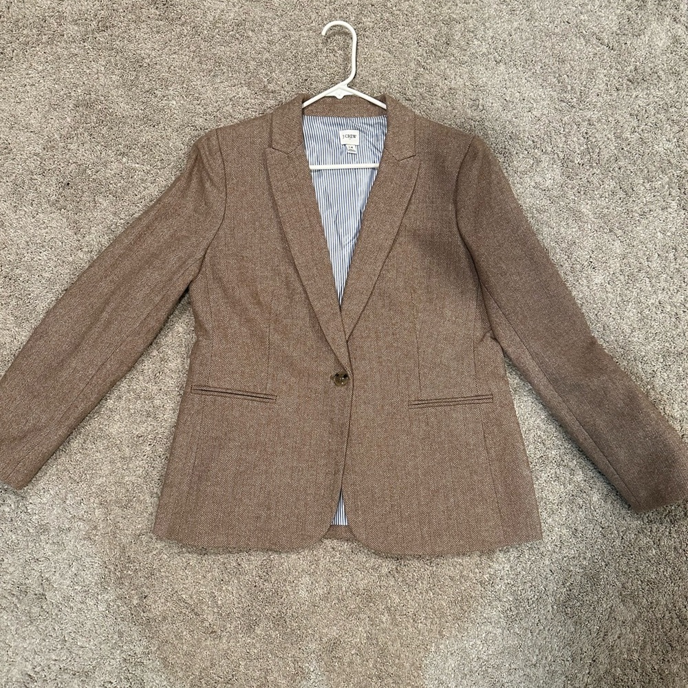 J. Crew Factory Brown Blazer with Classic Cut and Long Sleeves